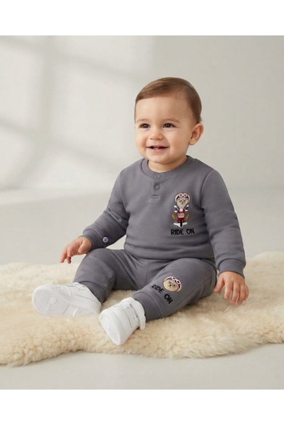 Egelite Baby Boy Winter 3 Thread Yarn Rastered Ride on Printed 6-9-12-18-24 M...