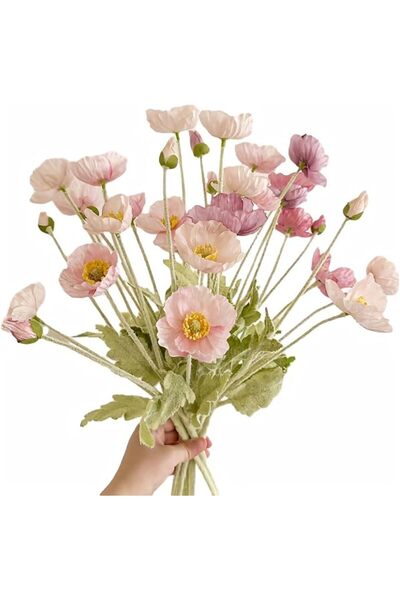 ALMEKAQUZ Artificial Flowers with Stems, 10PCS Faux Pink Flowers Silk Single ...