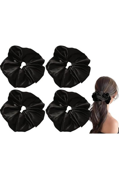 ASKIND 4 Pcs Big Satin Scrunchies for Women, Hair Scrunchies for Thick Hair, ...