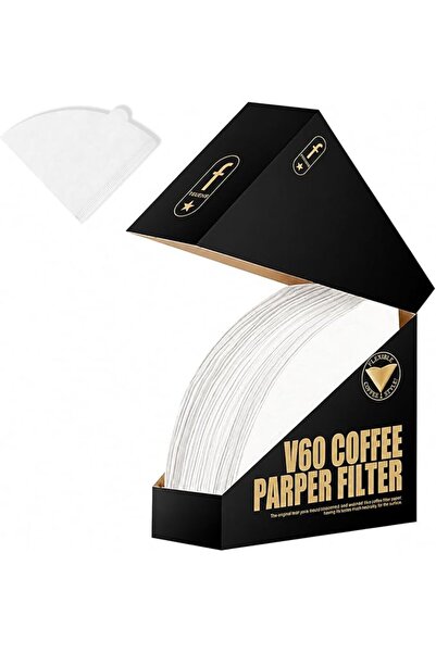 Khazna 100 X Coffee Paper Filter V60 Size-02, Disposable Cone Unbleached Whit...
