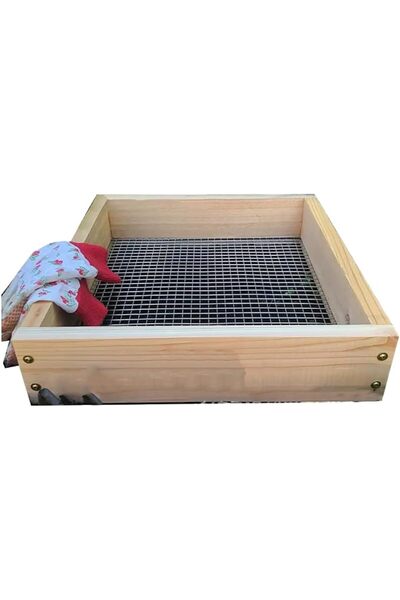 ALMEKAQUZ Garden Soil Sifter, Steel Wire Mesh, Natural Wood Dirt Sifter for G...