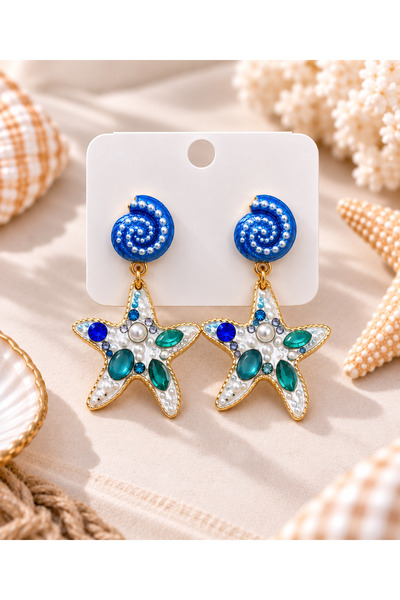 Bluw Jewelry Aurelia Starfish Stone Detailed Dangle Earrings