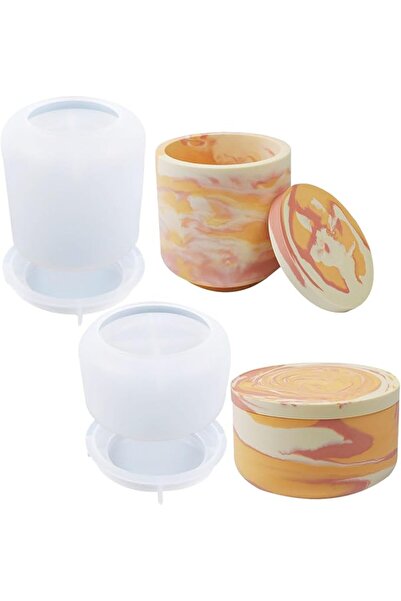 GENERAL 2 PCS Large Jar Resin Molds Box with Lid Silicone Creative Pot Molds ...