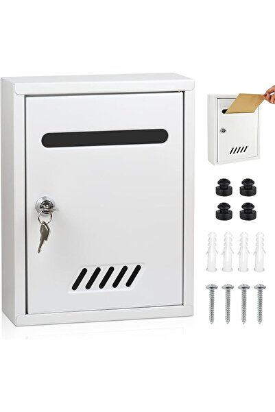 GENERAL Castoweef Wall Mounted Lockable Suggestion Box - White Ballot Box, 26...