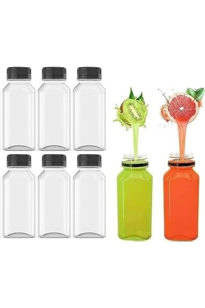 Generic عبوة وياد من 6 زجاجات بلاستيكية فارغة مع أغطية مانعة للتسرب للعصائر و...