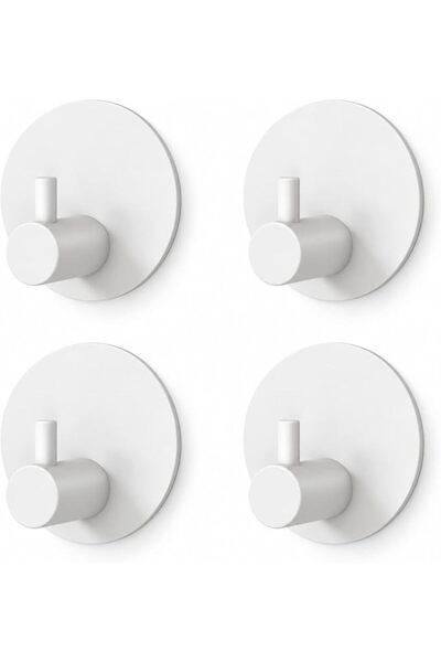 GENERAL JS No Drill Wall Hooks Adhesive Heavy Duty 4 Pack - Stainless Steel W...
