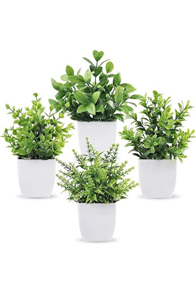 GENERAL 4 Packs Small Fake Plants, Artificial Potted Plants, Mini Artificial ...