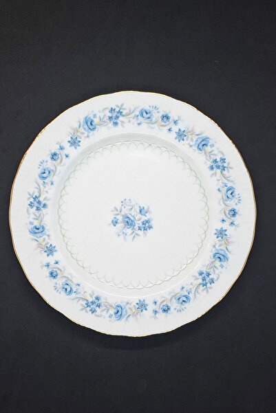 Royal Malvern Bone China Blue Floral Wreath Vintage Cake Plate 20 cm
