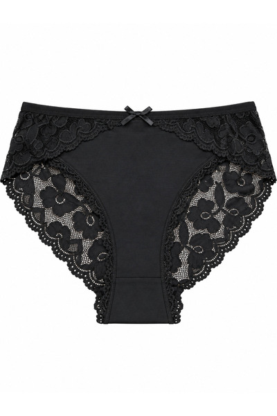 Generic Brand Black Cotton Plus Size Women's Panties with Lace Detail on the ...