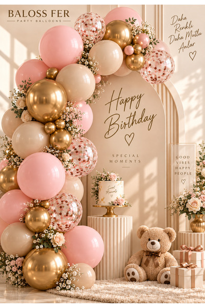baloss fer Pink Gold Balloon Set 20-Piece Nude Birthday Balloon Decoration Set Chrome Gold Pink Confetti Party Balloons