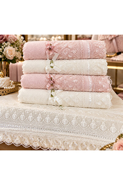 DİLEX ev tekstili 50X90 6-Piece 100% Cotton Velvet Laced Bowknot Dowry Box Ha...