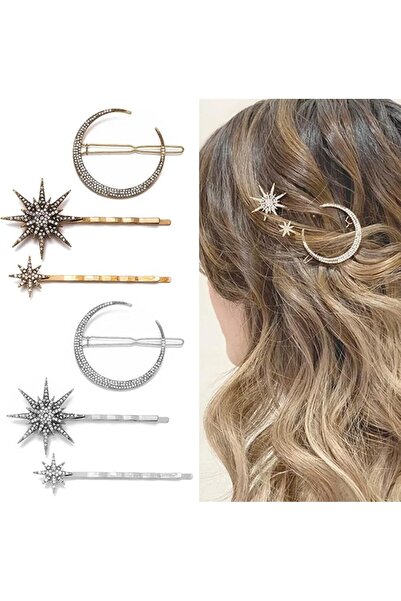 ASKIND 6 Pcs Rhinestone Stars Moon Hair Clips, Vintage Star Hairpins, Crystal...