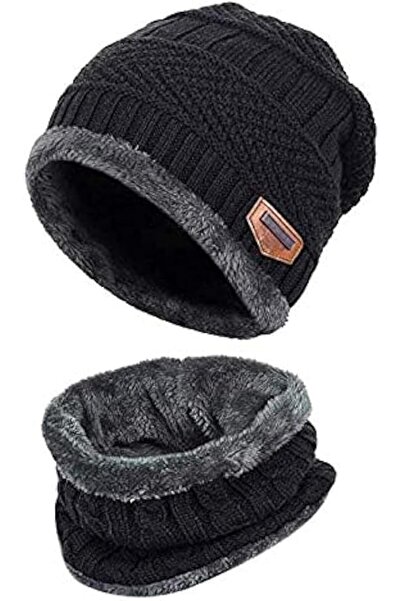 GENERAL Sinya Unisex Winter Knitted Fabric Fleece Lining Black One Size Beani...
