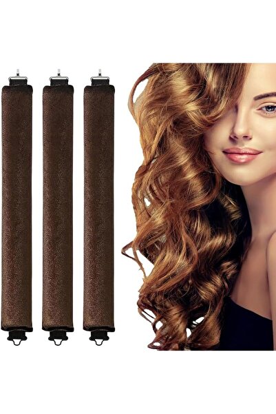 BIGTHREE Heatless Hair Curler, 3 Pcs Overnight Curlers for Long Hair with Hoo...