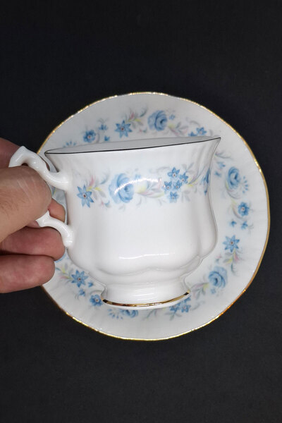 Royal Malvern Bone China Blue Flower Wreath Cup 2 Pieces 170 ml