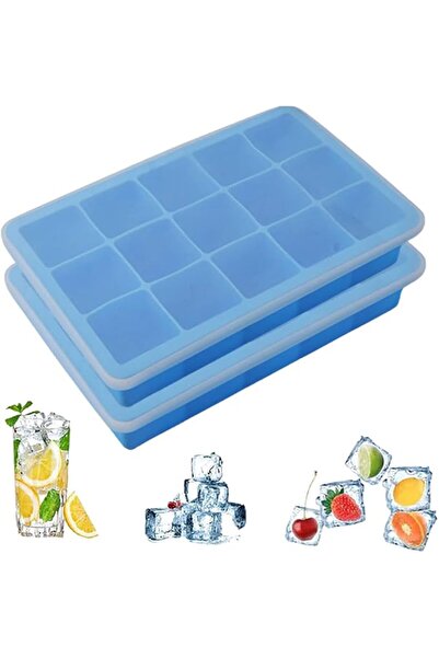 GoodTool Silicone Ice Cube Tray, 2Pcs Reusable Square Ice Cube Molds for Wate...