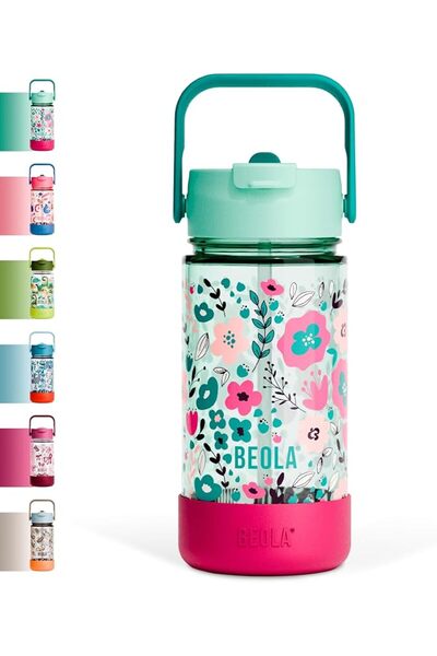 GENERAL 500ml Children's Water Bottle with Straw and Silicone Protective Cove...