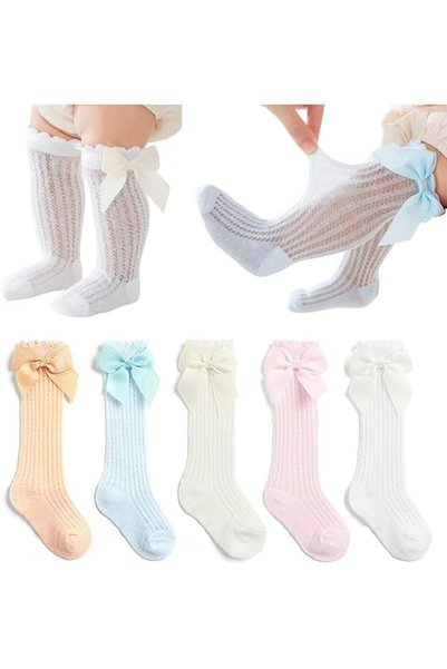 Goodern 5 Pairs Baby Girls Knee High Mesh Socks,Soft Breathable Infants Toddl...