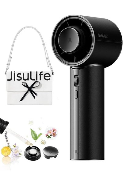 JISULIFE مروحة محمولة Pro1 Mini، مروحة توربو محمولة مع جلد PU عالي الجودة، [و...