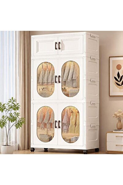 WAMIT 70cm Extra Wide Foldable Plastic Wardrobe - No-Assembly Portable Closet...