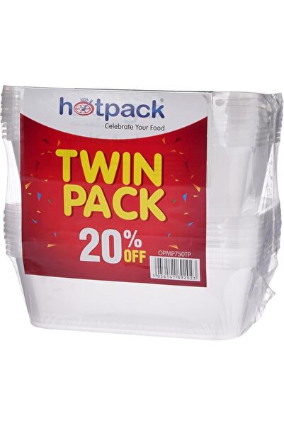 Hotpack Microwave Container 750 Cc + Lid, Twin Pack, 10 Pieces