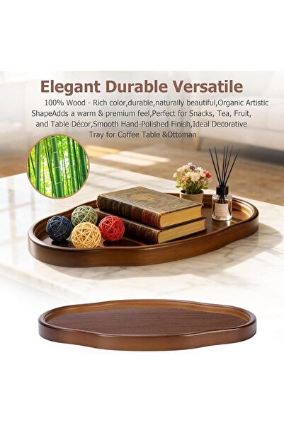 Generic Wooden Serving Tray, Walnut Wood Tray, Irregular-Shaped Decorative Wooden Serving Platters with Rais