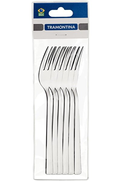 TRAMONTINA Oslo 6 Pieces Stainless Steel Cake Fork Set with High Gloss Finish