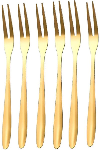 BenQuand 6pcs Premium Stainless Steel Forks， Gold Lovely Table Dinner Forks D...