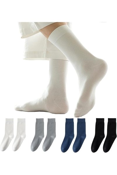 infino ® Men's Premium Cotton Blend Antibacterial Socks 4-Pack - Breathable, ...