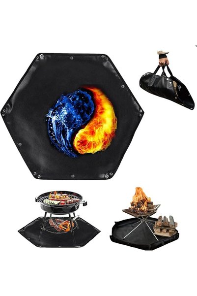 SYOSI 41 x 31 Inch Fire Pit Mat, Double-Sided Fireproof Silicone Grill Pad, O...