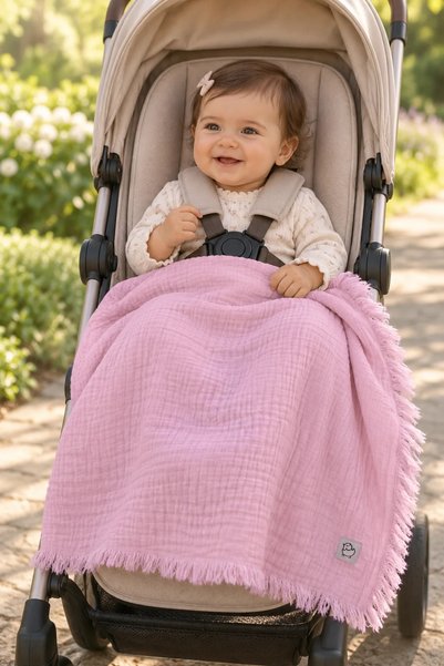 The Nest Kids Tasseled Gots Certified Muslin Baby Blanket 90X120 cm Pure Breeze