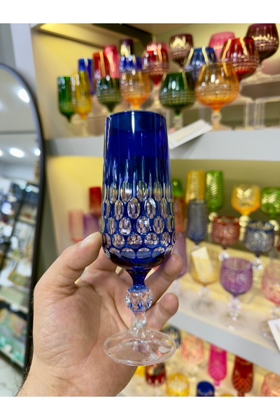 Vakıf home Bohemia Kristal Renkli Ayaklı Kahve Yanı Su Bardağı 180 ml 1 Adet