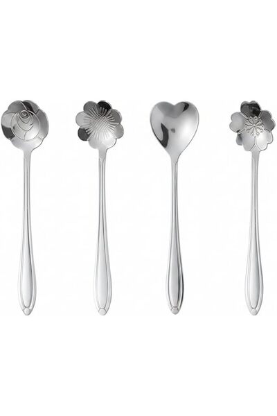 Sweet seven Stainless Steel Stirring Utensils, 8-Piece Set with Four Decorati...