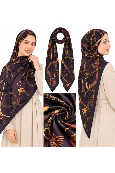 Dimoi Kids Women's Chain Patterned Shawl Hijab Daily Stylish Patterned Comfortable Use