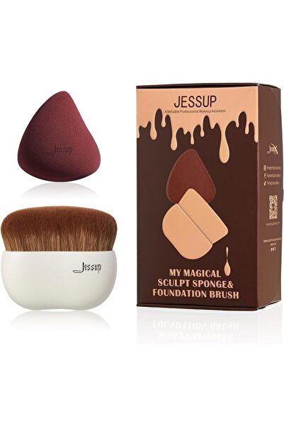 Jessup Foundation Brush with Makeup Sponge Face Body Tanning Brush GrayT882