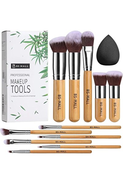 BS Mall BS-MALL Makeup Brush Set 11Pcs Bamboo Synthetic Kabuki Brush Set Foun...