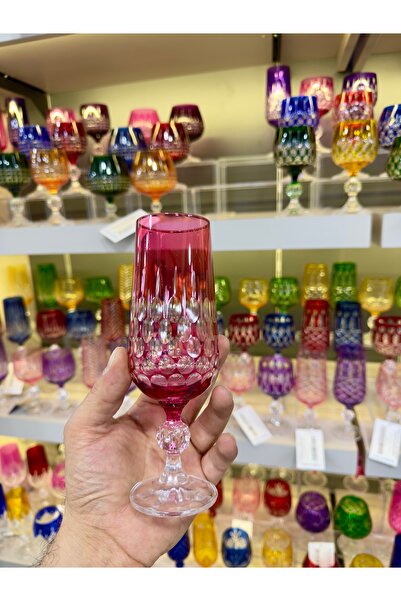 Vakıf home Bohemia Kristal Renkli Ayaklı Kahve Yanı Su Bardağı 180 ml 1 Adet