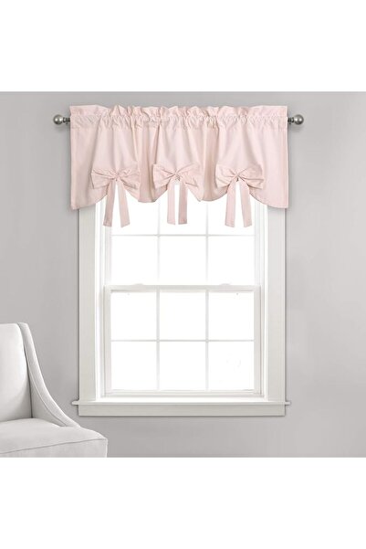 Lush Decor , 18" x 52", Blush Melody Bow Window Curtain Valance, 2" Header