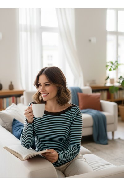 Grizum تي شيرت مخطط بأكمام طويلة