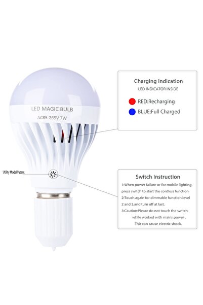 Primo Plus مصباح LED قابل لإعادة الشحن بقوة 7 واط - إضاءة ذكية متعددة الوظائف...