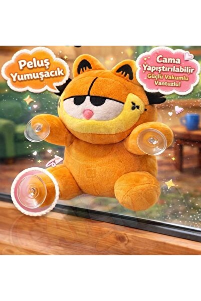 Garfield peluş, vantuzlu araç camı süsü.