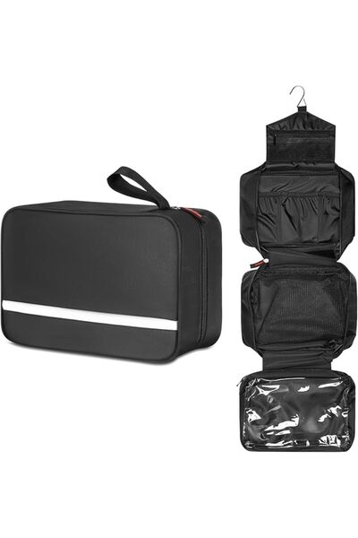 Yelajoy 4-Tier Black Travel Toiletry Bag, Durable Quality Large Hanging Organ...