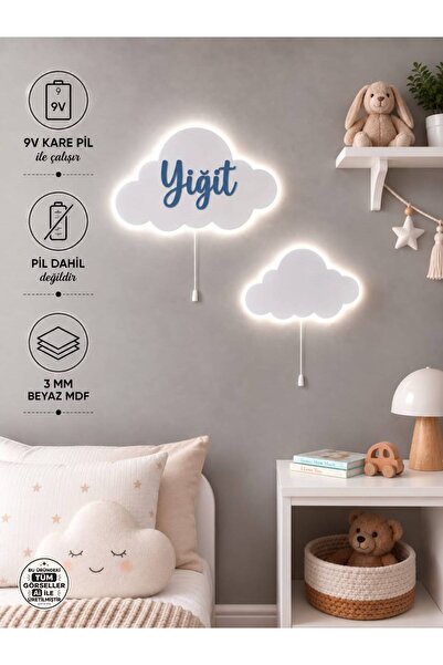 Windly Concept 2’li Bulut Gece Lambası Çocuk Odası Bebek Odası Duvar Süsü