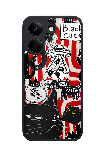 POCO X8 Pro Compatible Blackcat Patterned Camera Protected Shockproof Case