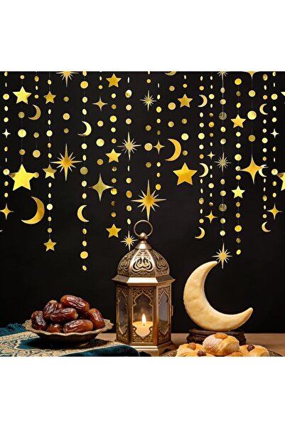 GENERAL Golden Star Circle Dot Moon Garland Party Decoration Hanging Crescent...