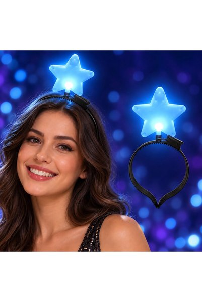 Go İthalat Big Mega Star Lighted Led Party Crown Blue Color (5673)