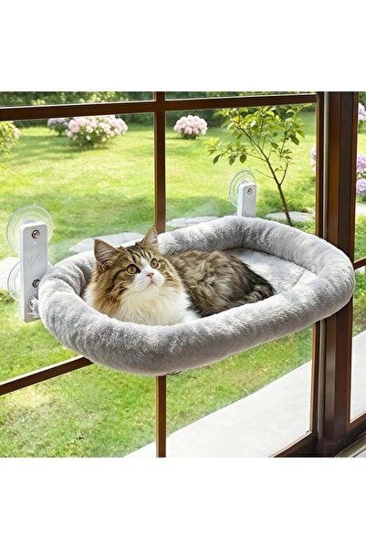 GENERAL AMOSIJOY Cordless Cat Window Perch, Cat Hammock for Wall with 4 Stron...