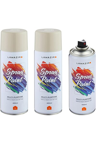 Lawazim Pack Of 3 Spray Paint Set - 107 Toyota White - Multi-Surface 400ml Pa...