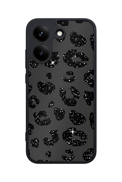 POCO X8 Pro Uyumlu SiyahLeopar Desenli Kamera Korumalı Darbelere Dayanıklı Kılıf