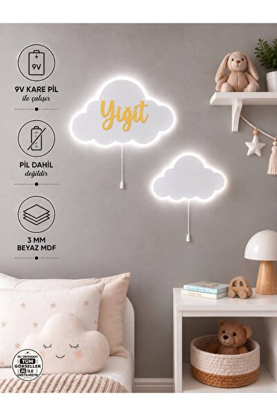 Windly Concept 2’li Bulut Gece Lambası Çocuk Odası Bebek Odası Duvar Süsü